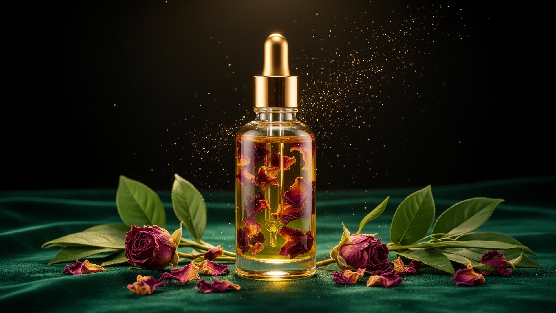 Power Serum botanical oil bottle